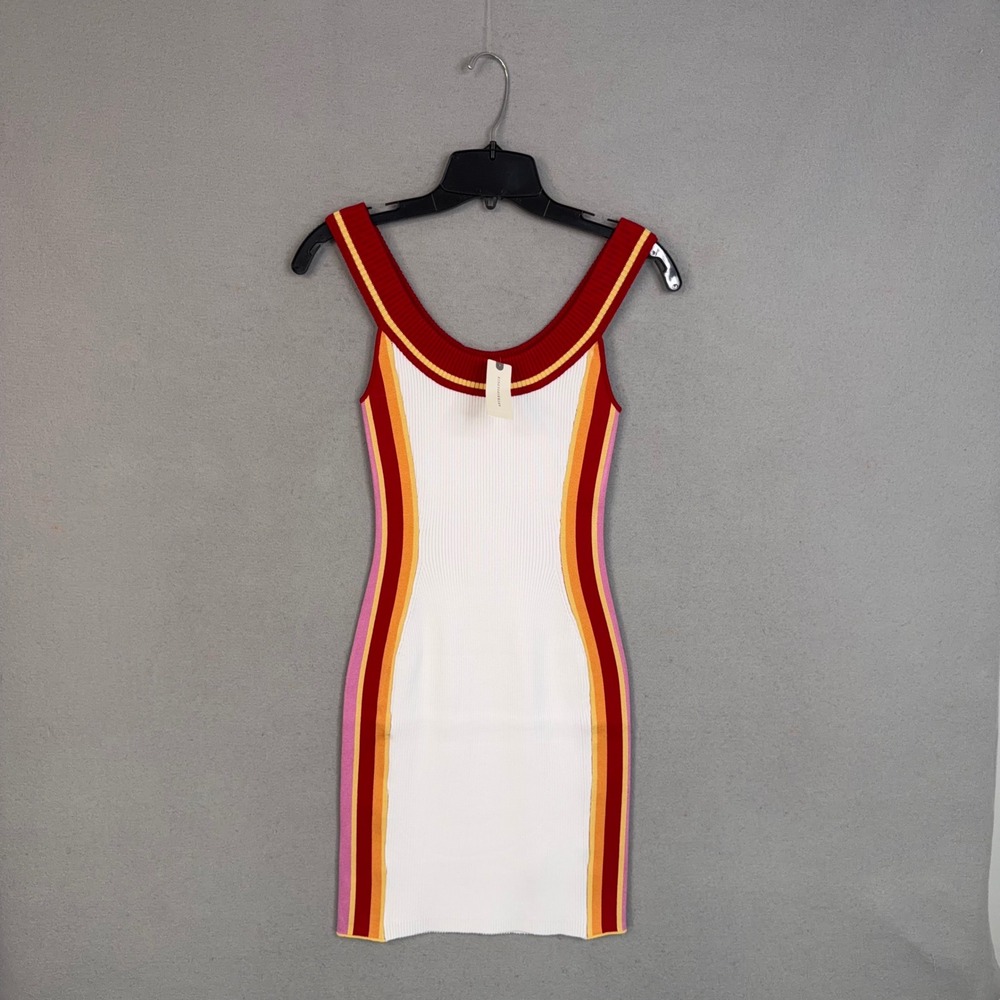 Daily Practice Dress Womens Small Striped Ribbed Mini Knit Bodycon Athleisure